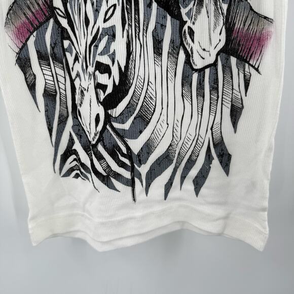 Key Closet Tank Top Size Extra Small NEW Zebra Ribbed Y2K Style 2000s Cotton USA - Picture 6 of 8